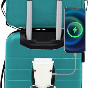 Wrangler Smart Luggage Cup Holder and USB Port, Teal, 2 Piece Set