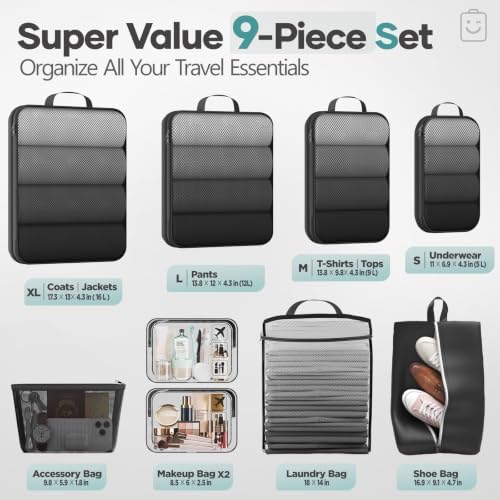 Veken 8 Set Packing Cubes, Veken Non Slip Cushioned Rug Pad Gripper 8 x 10 Ft - Image 3